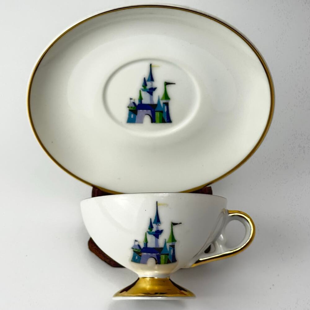 Vintage Disneyland Tinker Bell Teacup Saucer Gold Trim Footed Cup Disneyana Rare - Picture 4 of 7